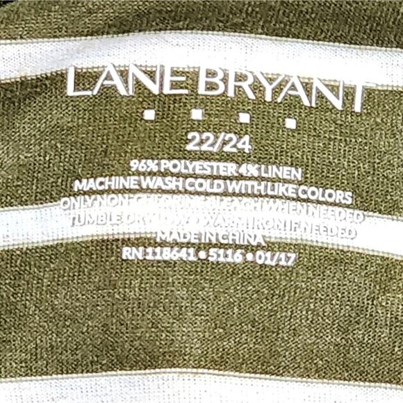 Lane Bryant Moss green & white striped crocheted lace trimmed tunic plus size 3X - Picture 6 of 8